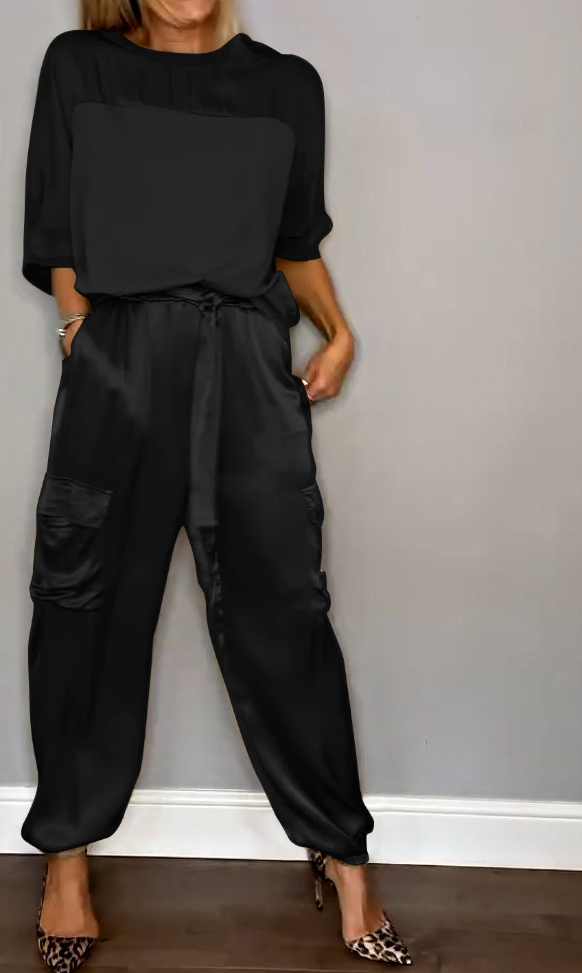 Women's Shirt and Shorts Set with Pockets