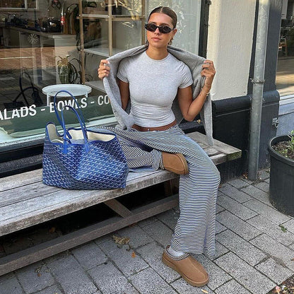 Llse | Dames Loungebroek met Lage Taille en Subtiele Strepen – Comfort en Stijl in Één