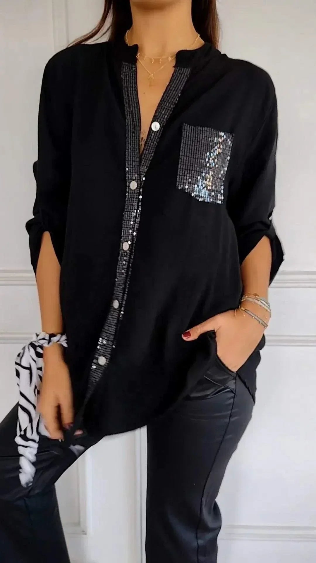 Helene Blouse Dames | Rechte Blouse met Subtiele Glansdetails
