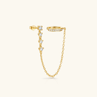 Women's Chain Cuff Earrings with Diamond Accents, Sterling Silver