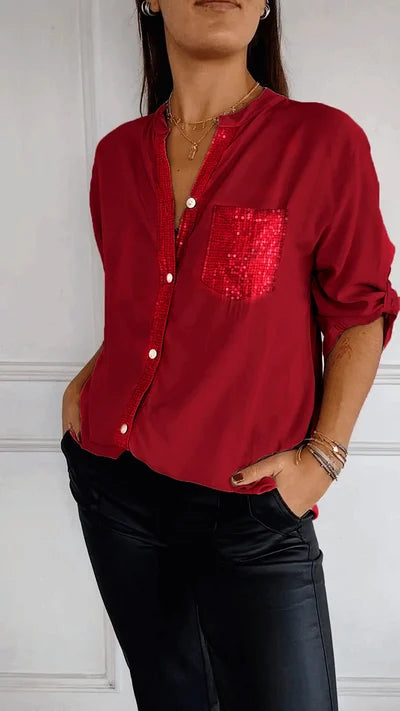 Helene Blouse Dames | Rechte Blouse met Subtiele Glansdetails