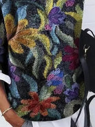 Women's Floral Print Sweater - Soft Knit Pullover