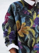 Women's Floral Print Sweater - Soft Knit Pullover