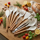 Silicone Kitchen Utensil Set with Wooden Handles – 11 Pieces