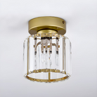 Flush Mount Ceiling Light with Crystal Shade - Black Brass Finish
