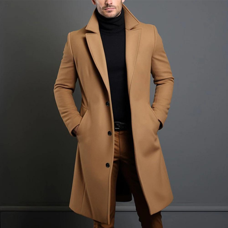 Men's Formal Winter Coat – Tailored Wool-Blend Overcoat