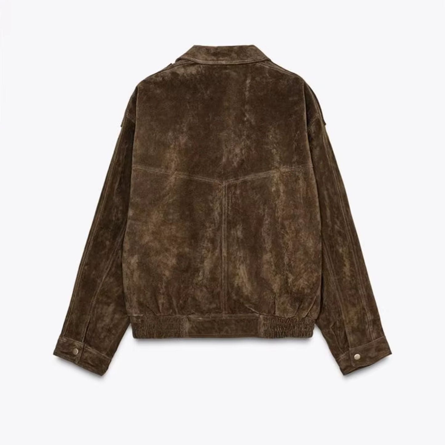 Suede Jacket | Oversized damesjas van suède met vintage look en gestructureerde schouders