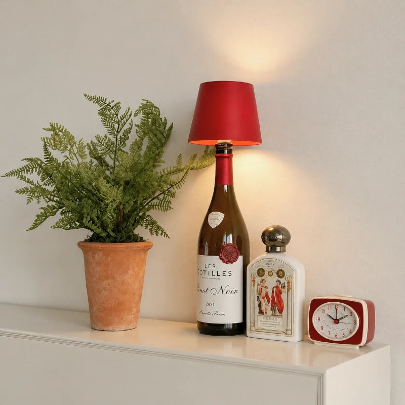 Rechargeable Bottle Topper Table Lamp - Dimmable Cordless LED Light