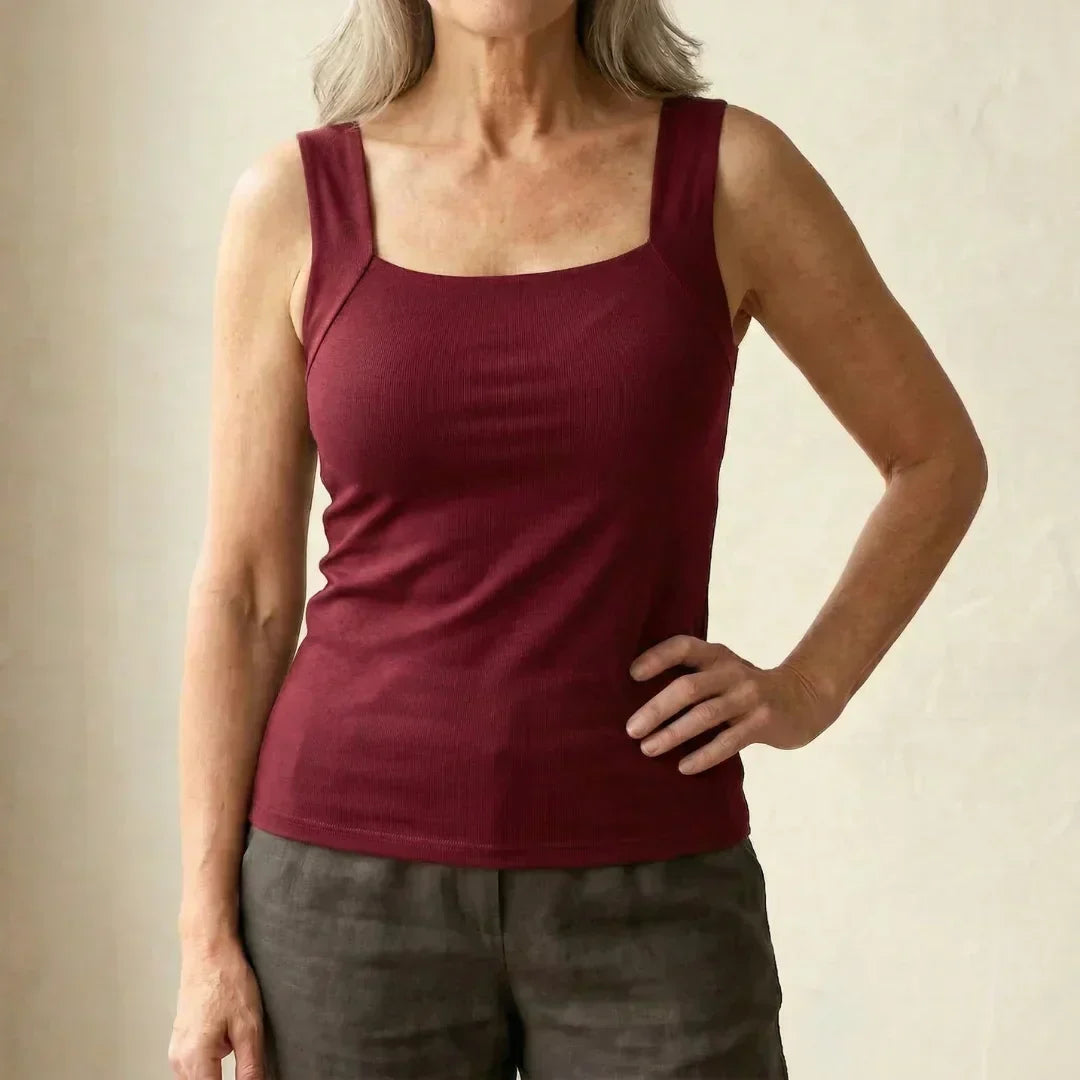 Women's Built-In Bra Tank Top - Soft Stretch Comfort Top
