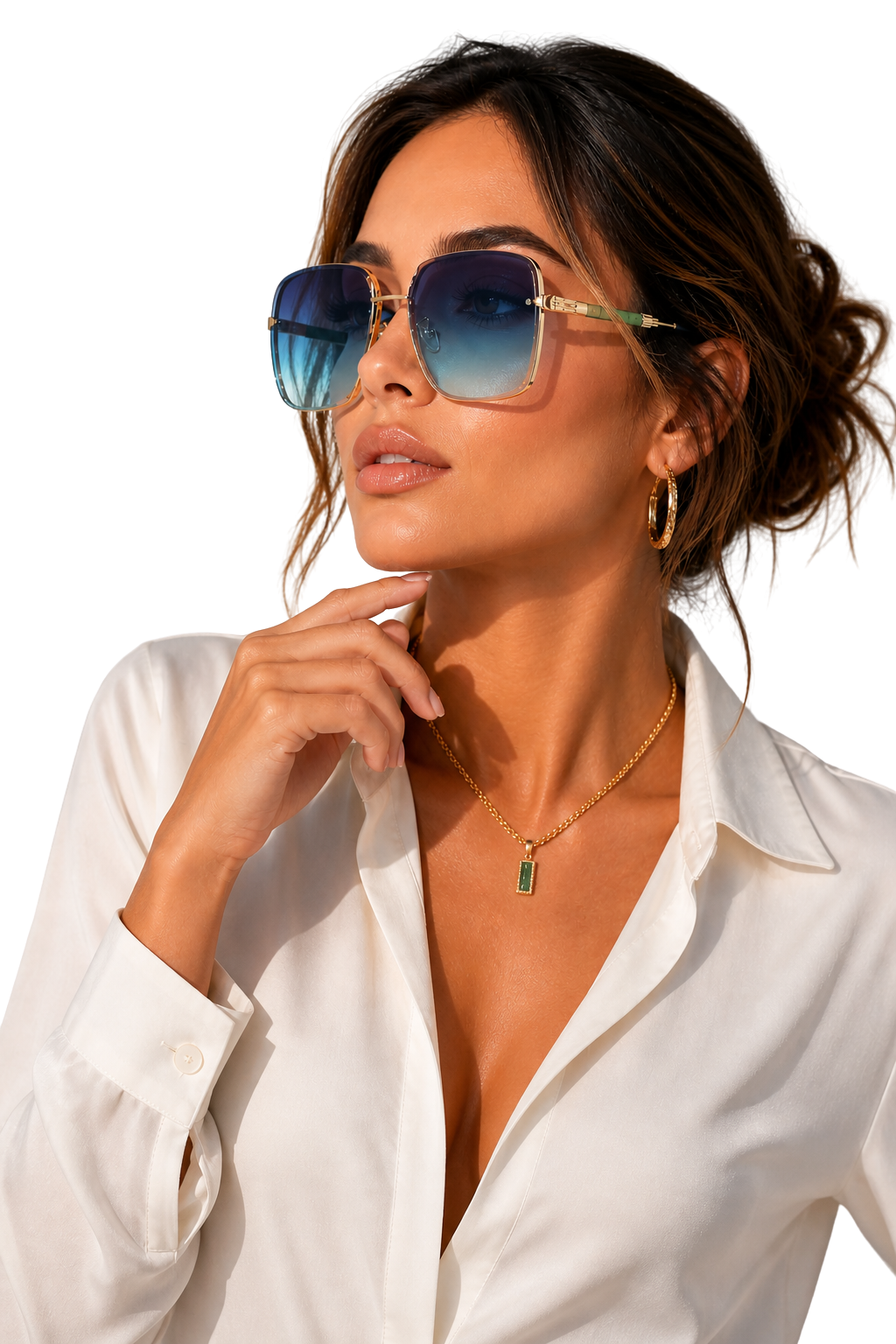 Retro Aviator Sunglasses with Gold Frame and UV400 Gradient Lens