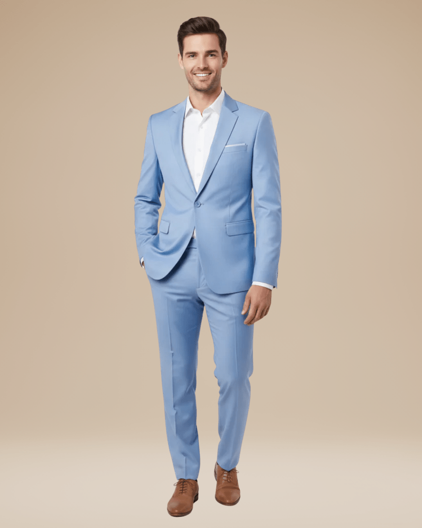 Men's Two-Piece Tailored Suit – Stretch Fabric Slim Fit