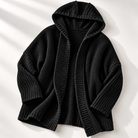 Women's Long Hooded Knit Cardigan with Batwing Sleeves