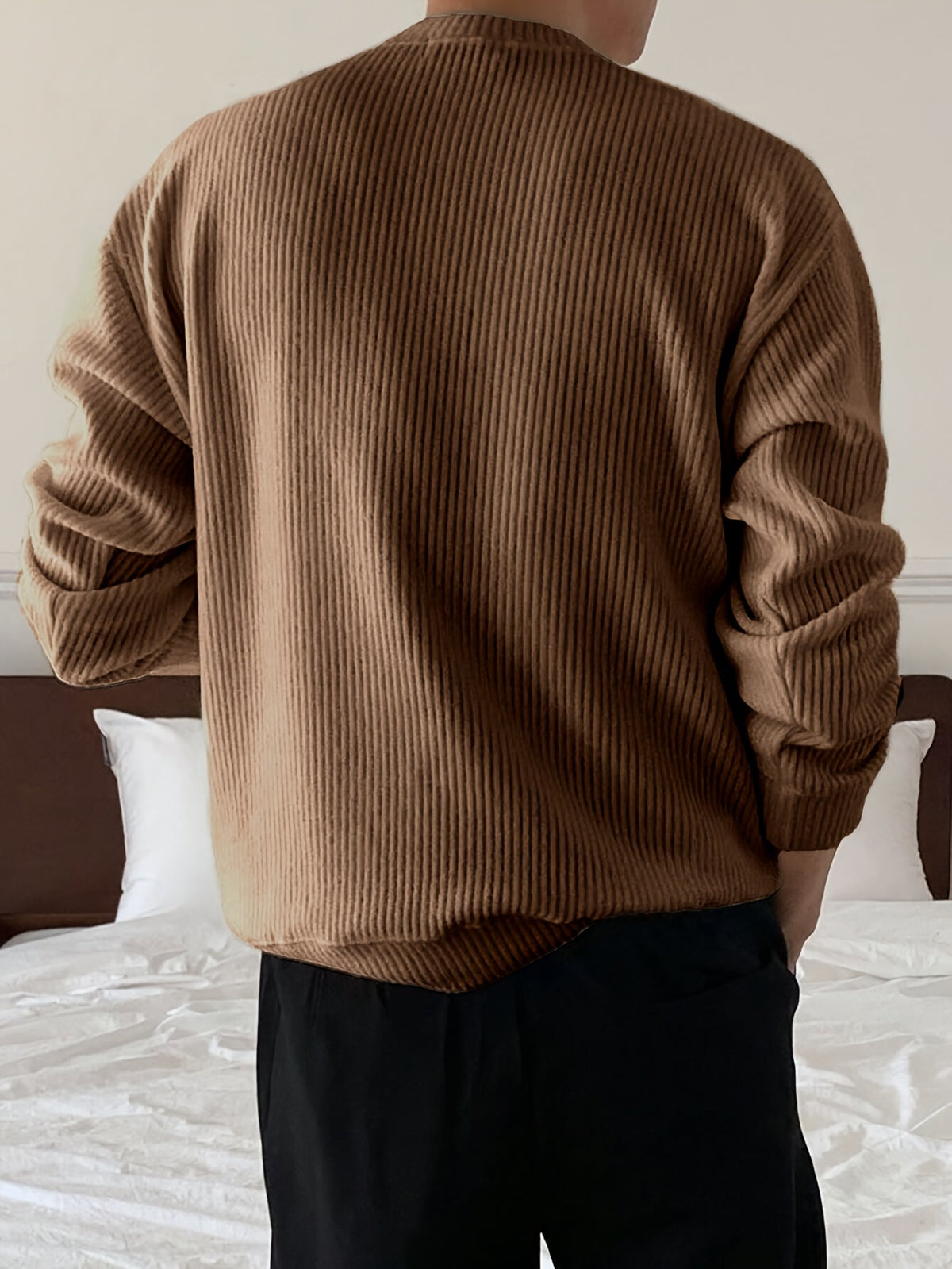 Men's Ribbed Crew-Neck Sweater – Relaxed Fit Knit Pullover