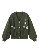 Winsome™ | Women's Floral Embroidered V-Neck Button Cardigan