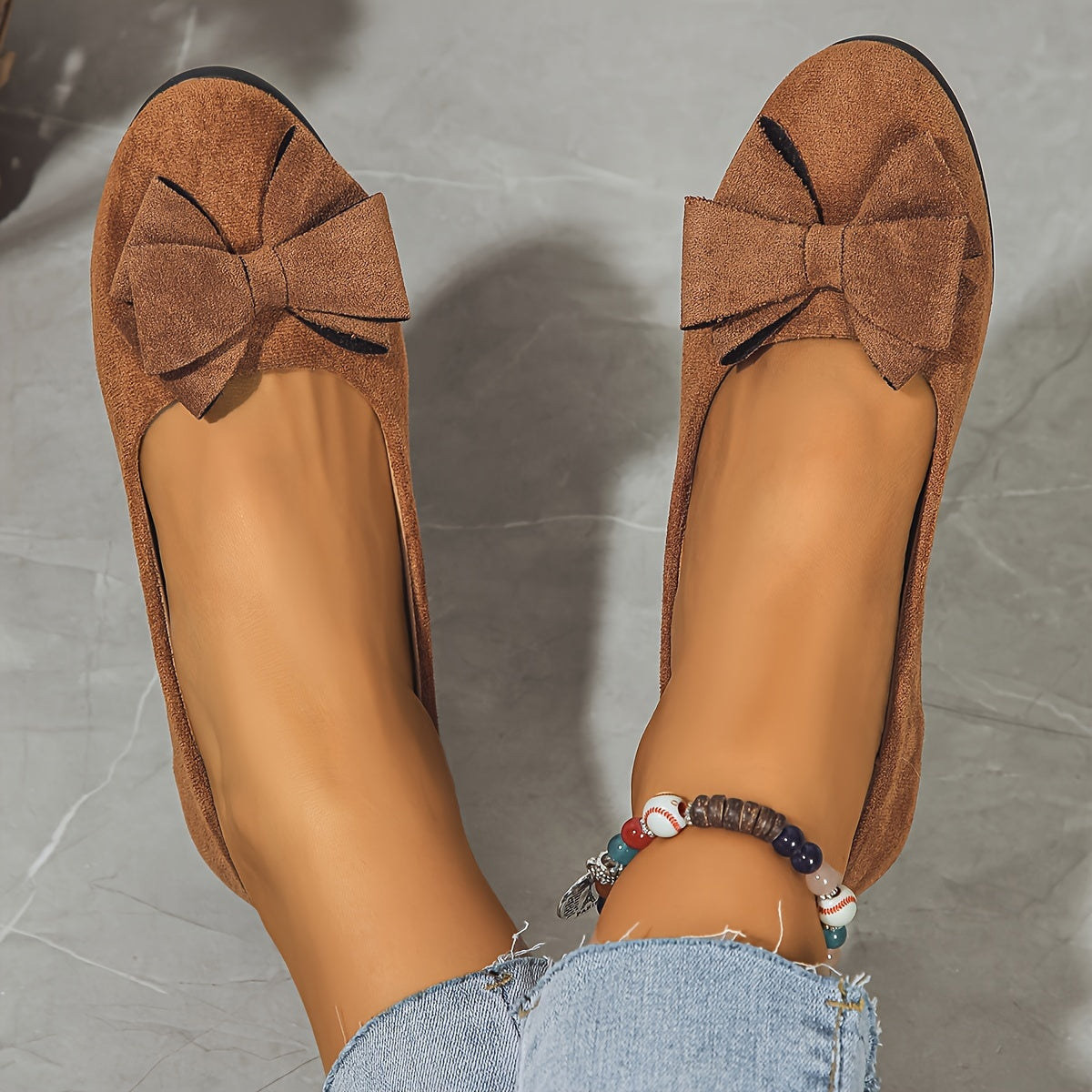 Women's Orthopaedic Flat Shoes with Bow Detail