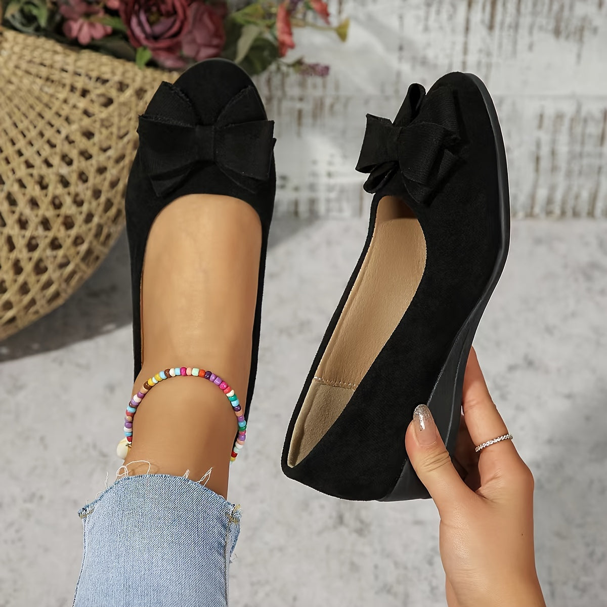 Women's Orthopaedic Flat Shoes with Bow Detail