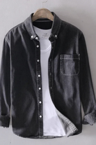 Men's Casual Button-Down Denim Shirt with Chest Pocket