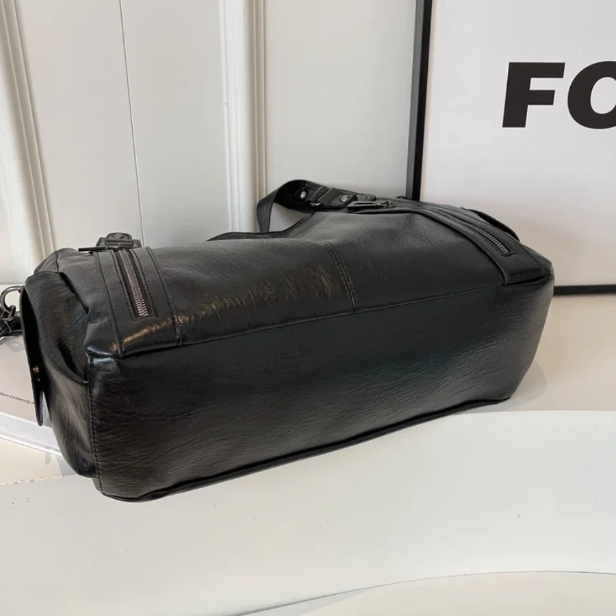 Women's Shoulder Bag in Vegan Leather - Structured Multi-Pocket Design