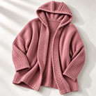 Women's Long Hooded Knit Cardigan with Batwing Sleeves