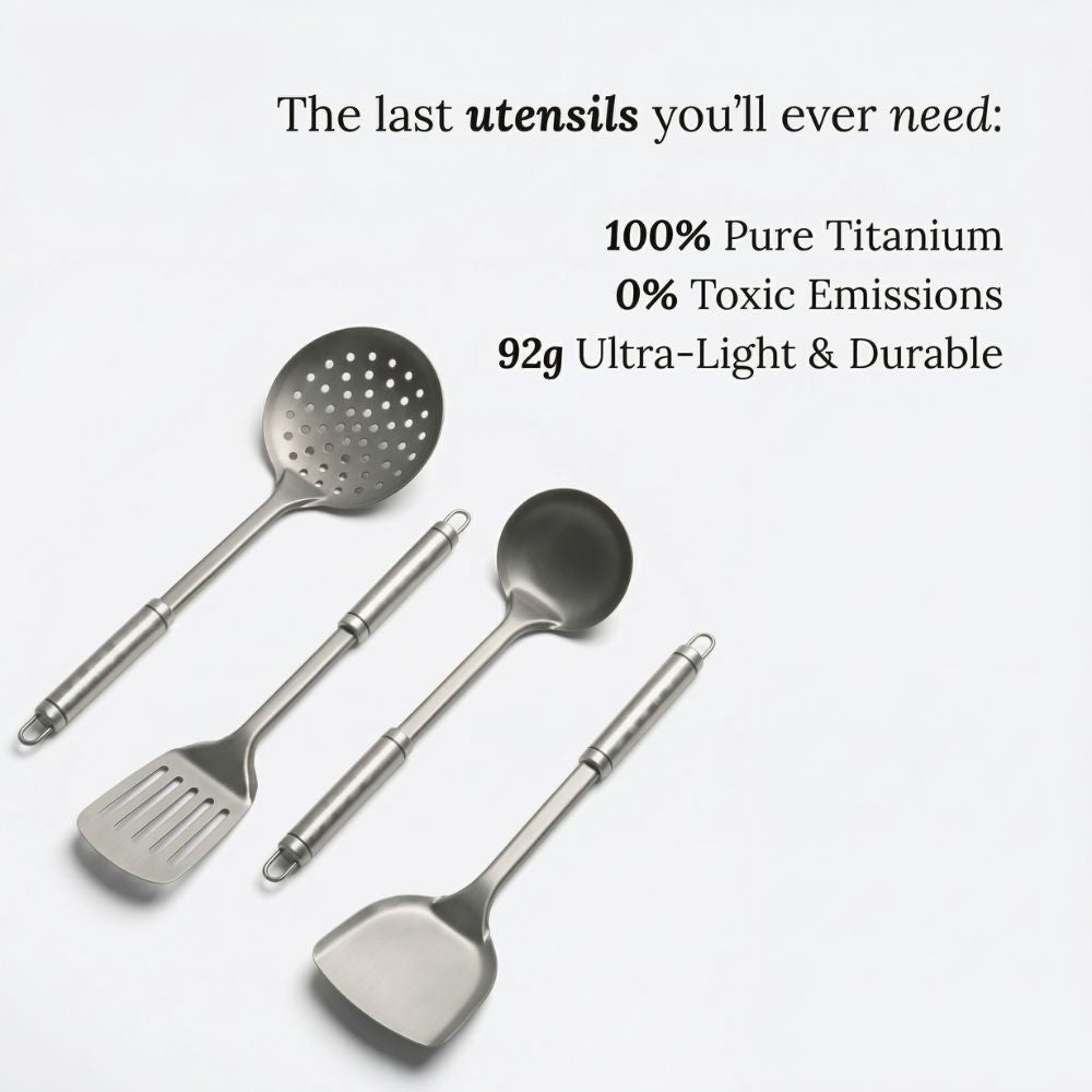 Titanium Hammered Frying Pan with Flipper - Non-Stick Coating-Free Cookware
