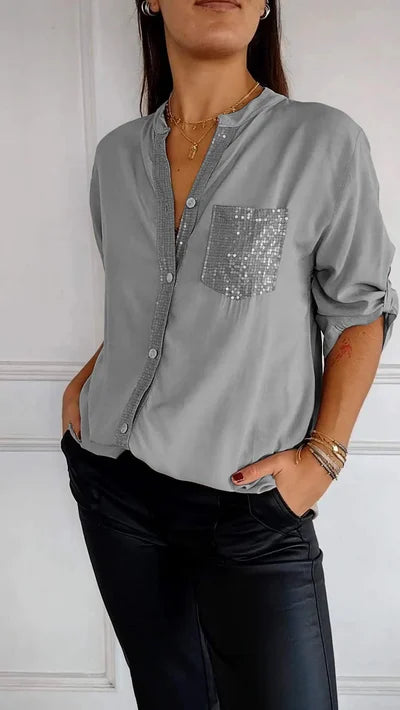 Helene Blouse Dames | Rechte Blouse met Subtiele Glansdetails