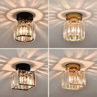 Flush Mount Ceiling Light with Crystal Shade - Black Brass Finish