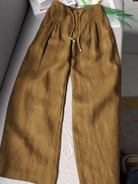 Women's High-Rise Wide-Leg Pants with Drawstring Waist