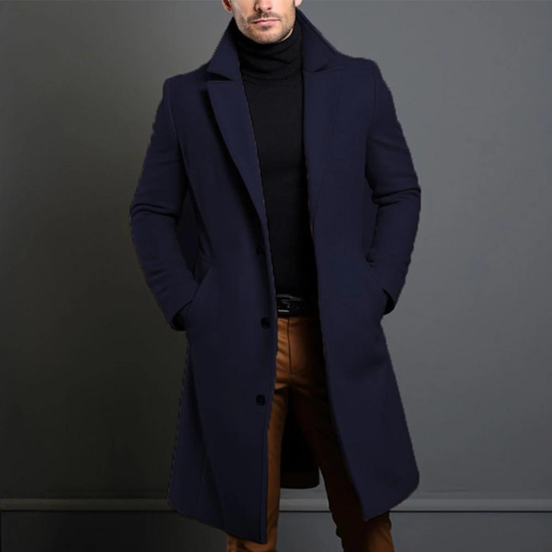 Men's Formal Winter Coat – Tailored Wool-Blend Overcoat