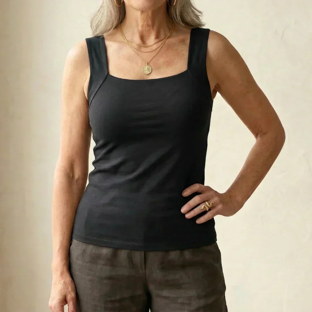 Women's Built-In Bra Tank Top - Soft Stretch Comfort Top