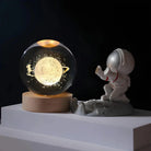3D Engraved Crystal Ball Night Light - Wooden Base LED Lamp
