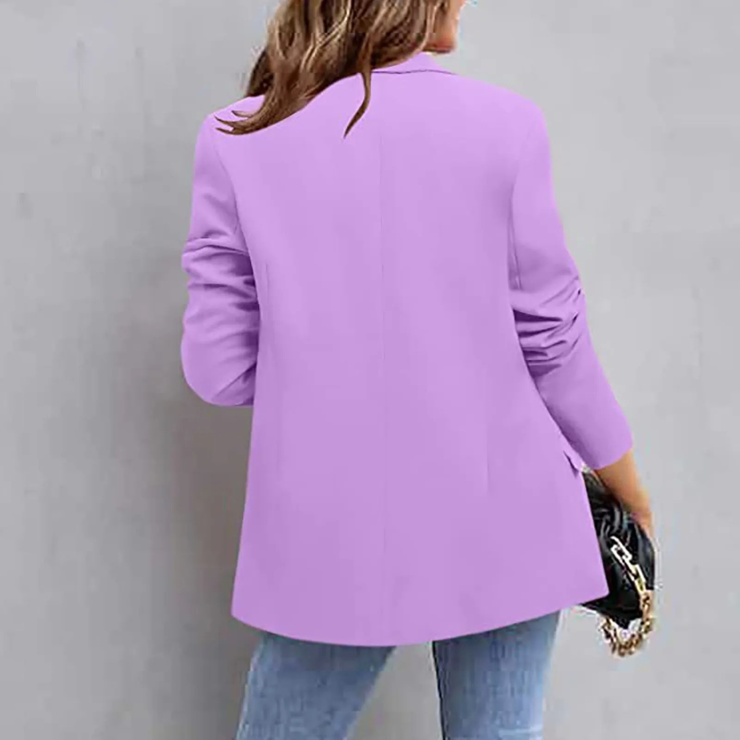 Women's Tailored Blazer with Notch Lapel - Slim Fit Office Jacket