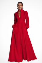 Women's Long Sleeve Button-Front Maxi Dress with Pockets