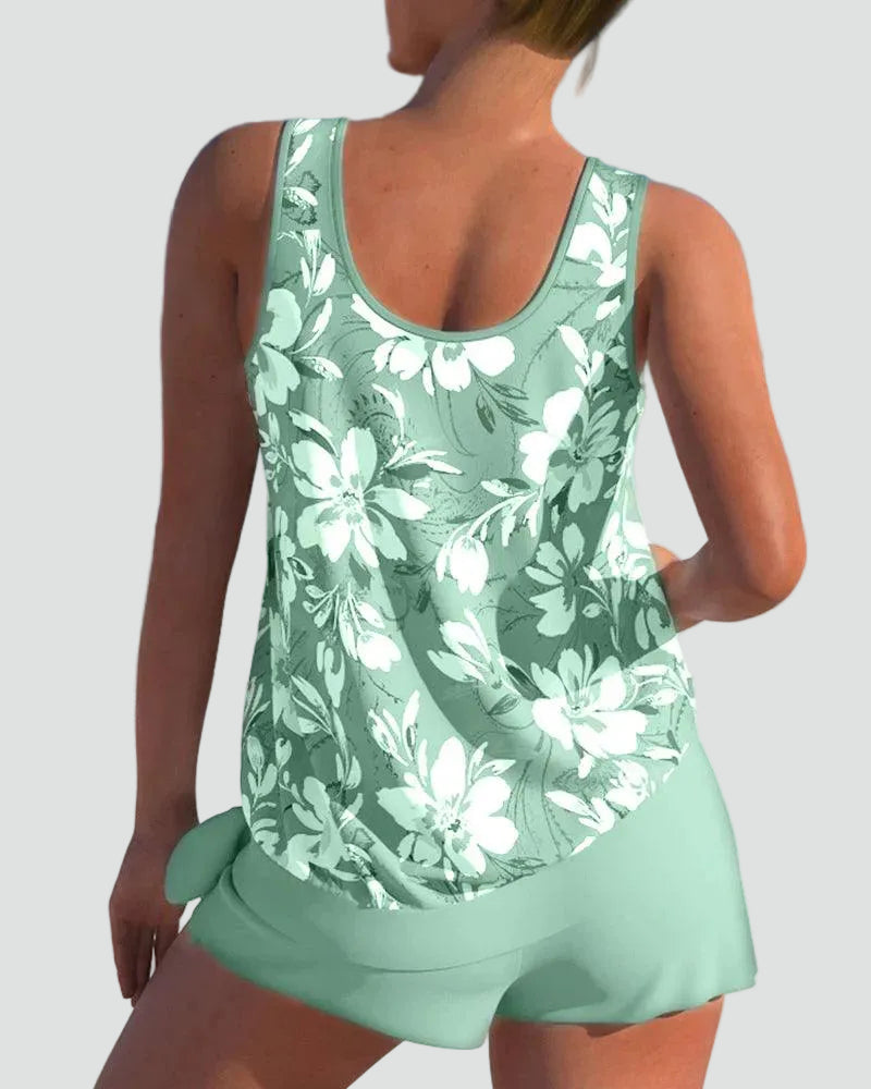 Women's Tankini Set Floral Print Shaping Two-Piece Swimwear