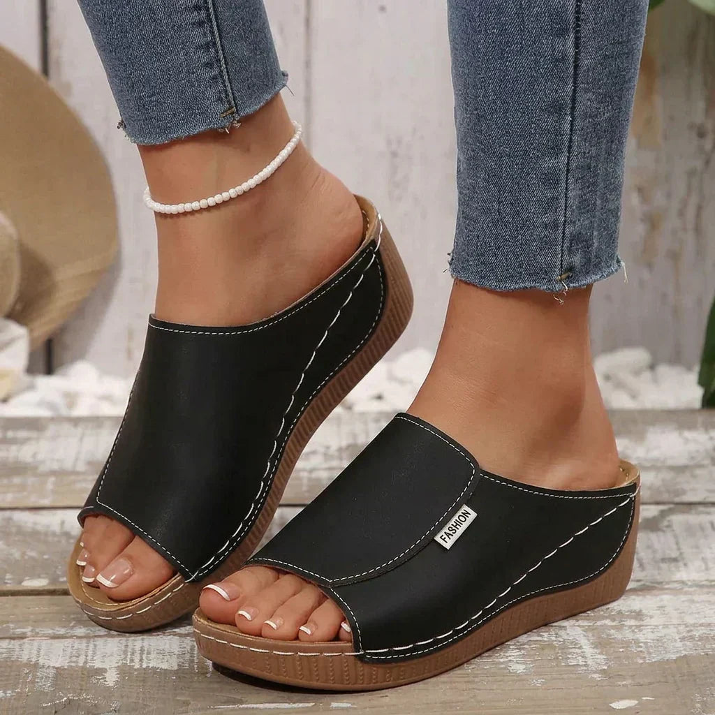 Women's Slip-On Sandals with Mid-Heel Platform