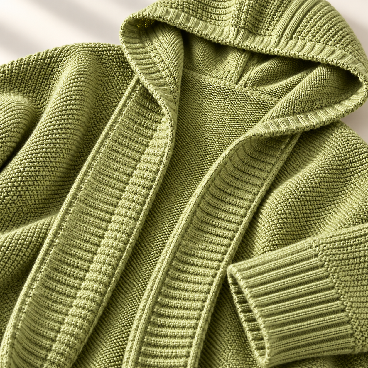 Women's Long Hooded Knit Cardigan with Batwing Sleeves
