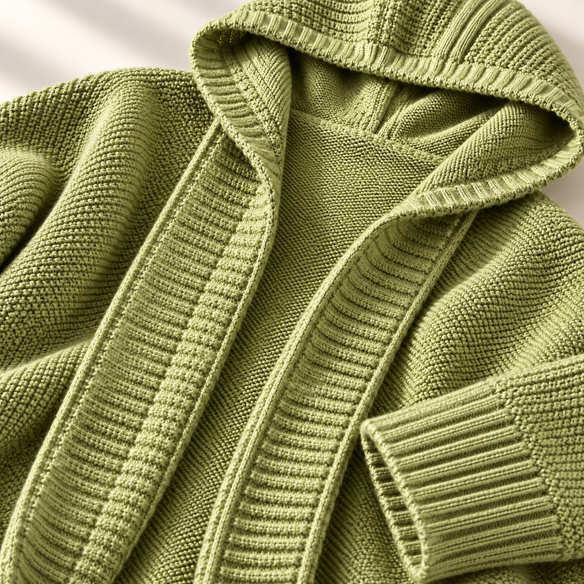 Women's Long Hooded Knit Cardigan with Batwing Sleeves