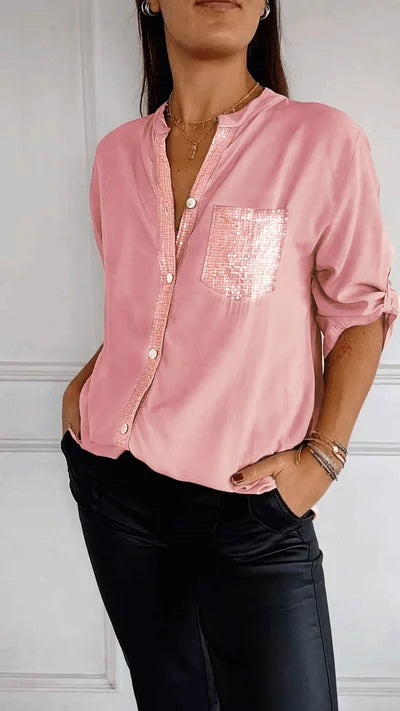 Helene Blouse Dames | Rechte Blouse met Subtiele Glansdetails