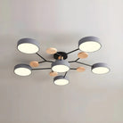 Round Iron LED Semi-Flush Ceiling Light – Chandelier with Acrylic Heads