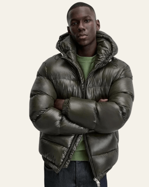Men's Down Jacket Nylon Glossy Finish Goose Feather Fill
