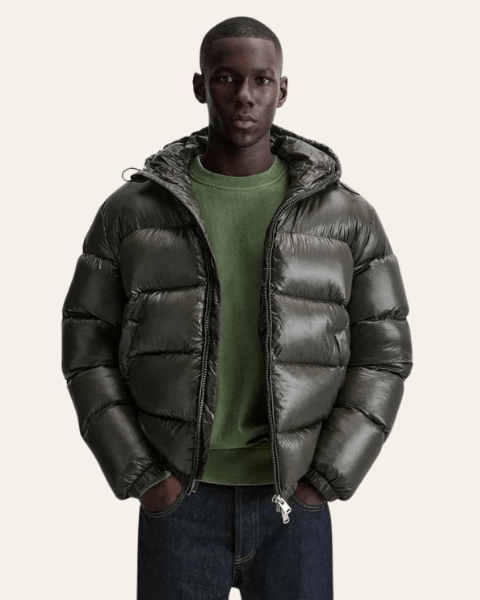 Men's Down Jacket Nylon Glossy Finish Goose Feather Fill