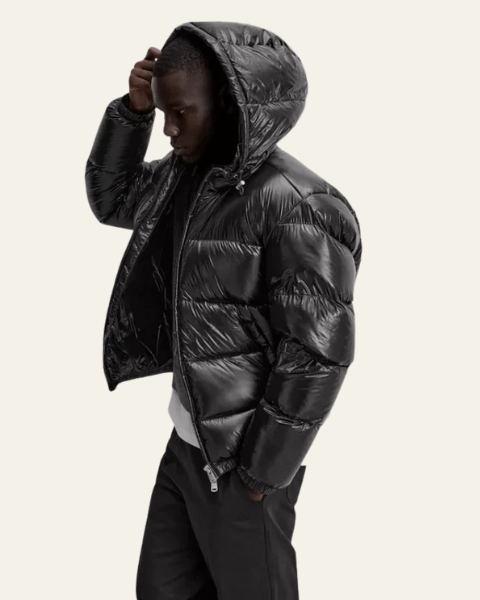 Men's Down Jacket Nylon Glossy Finish Goose Feather Fill