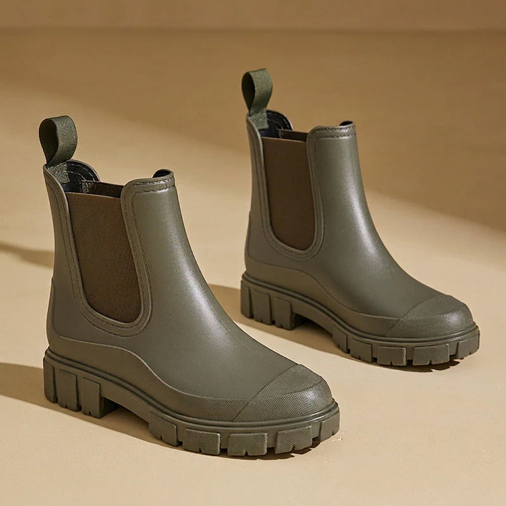 Women's Waterproof Rubber Rain Boots with Non-Slip Grip Sole