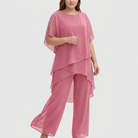 Women's Two-Piece Set with Draped Top and Wide-Leg Palazzo Trousers