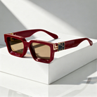 Square Sunglasses with UV400 Protection – Gold-Tone Hinge Frame