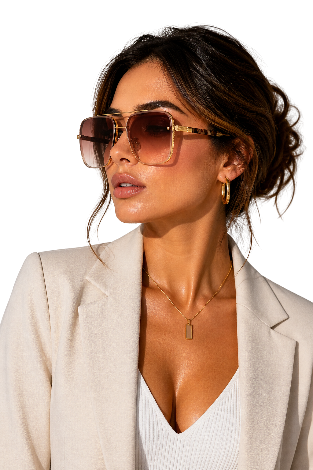Retro Aviator Sunglasses with Gold Frame and UV400 Gradient Lens