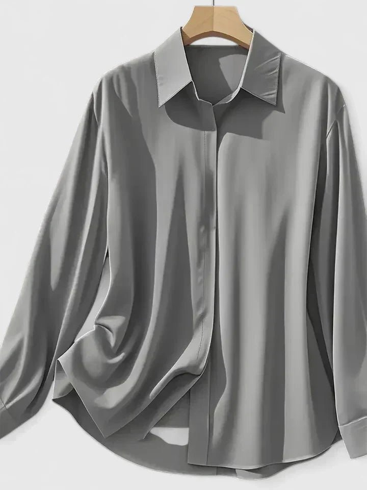 Women's Blouse with Hidden Button Placket for Office Wear