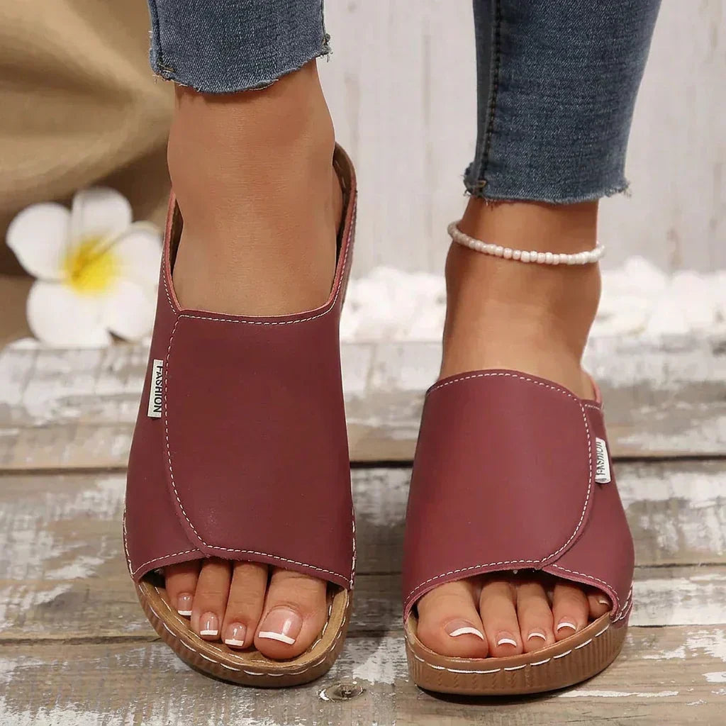 Women's Slip-On Sandals with Mid-Heel Platform