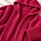 Women's Long Hooded Knit Cardigan with Batwing Sleeves