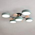 Round Iron LED Semi-Flush Ceiling Light – Chandelier with Acrylic Heads