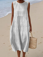 Women's Sleeveless Midi Dress with Printed Pattern